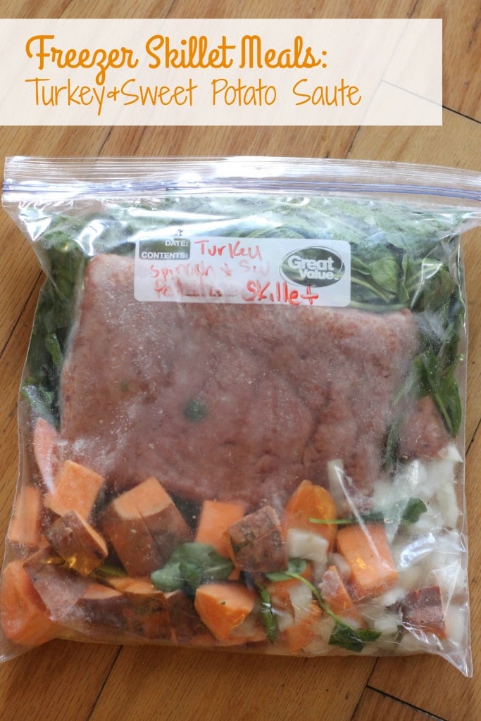 Ready for once a month cooking? Here's teh recipe for Turkey and Sweet Potato Saute.