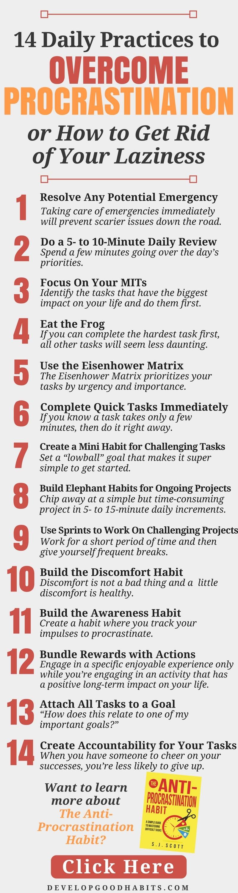 14 Daily Practices to Overcome #Procrastination | Increase productivity at work | #productivity