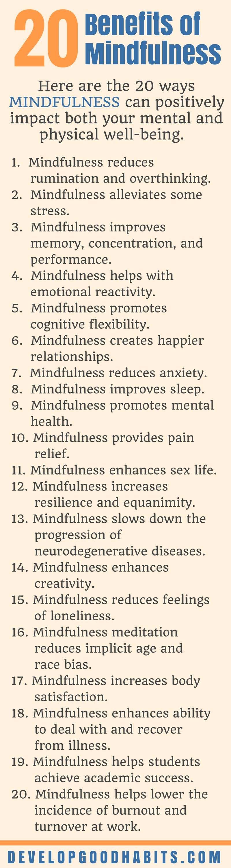 20 Benefits of Mindfulness