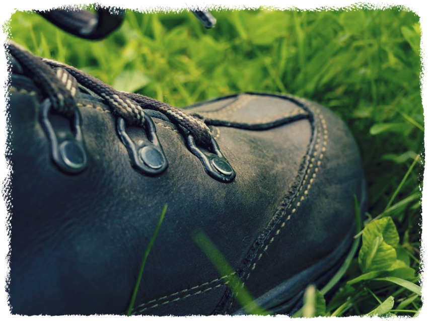 hiking boots on grass hiking boots on grass