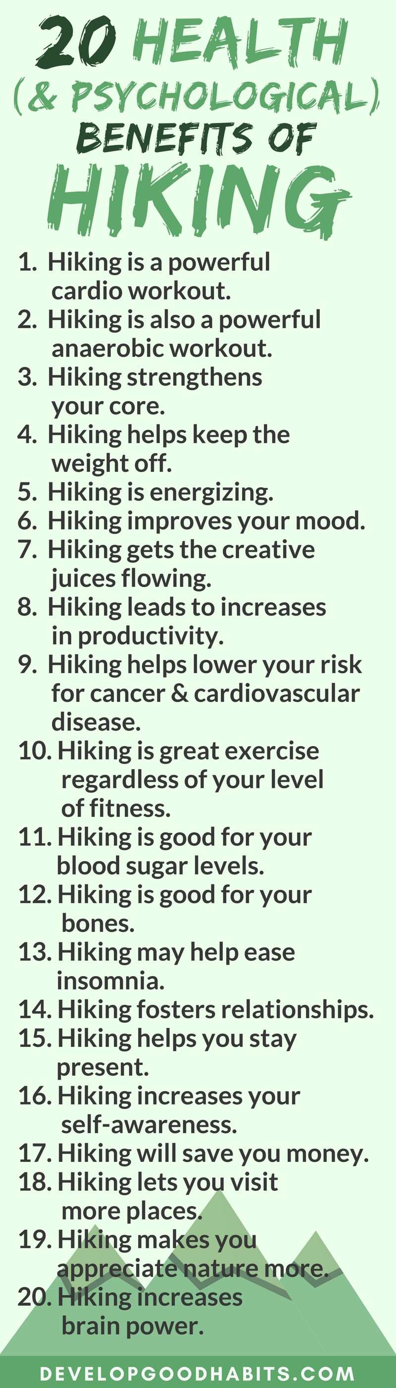 Find out the benefits of #hiking from this hiking for beginners #infographic. #keepingfit #weightloss #exercise #fitness #adventure #camping #explore