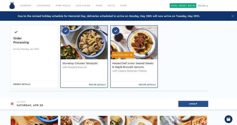 Blue Apron review - intital order - blue apron pricing
