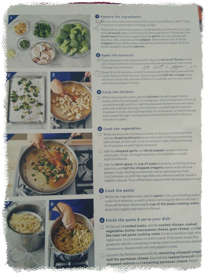 Blue Apron review: Stovetop Chicken recipe card back