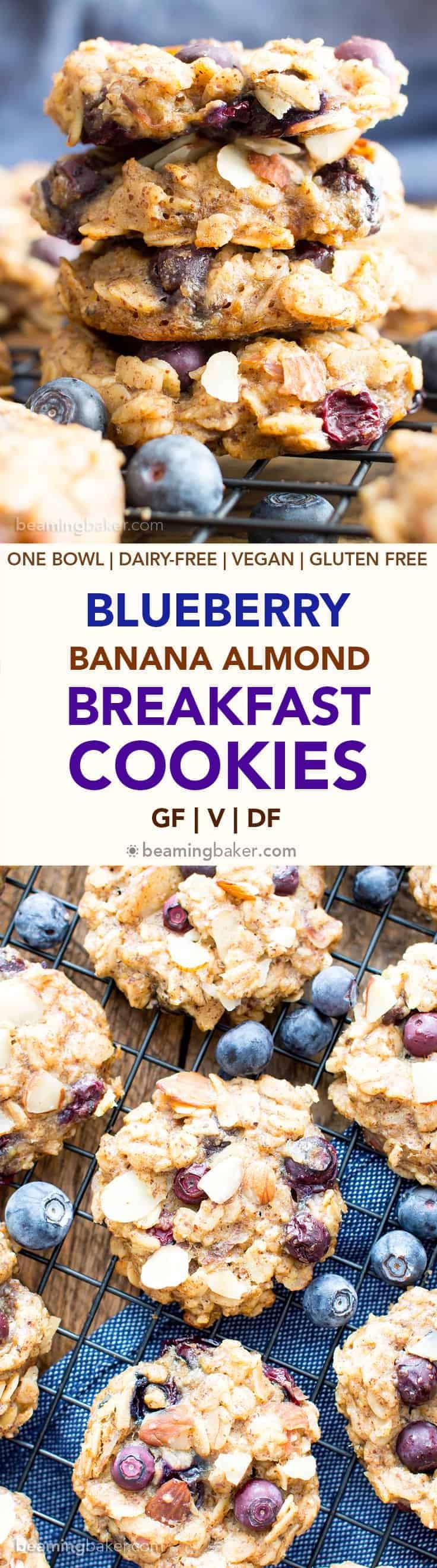 Gluten_Free_Blueberry_Banana_Almond_Breakfast_Cookies Check out this list of healthy breakfast ideas. Have a healthy breakfast on the go with these breakfast cookies. #healthyliving #healthymeals #mealprep #weightloss #healthyeating #wellness