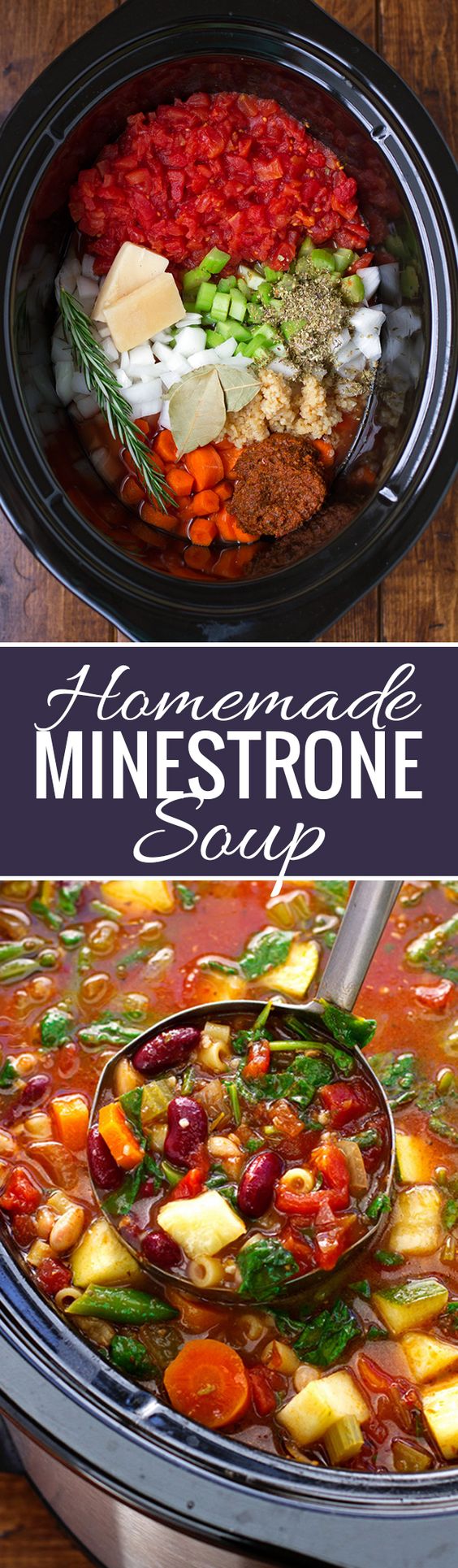 Learn how to make homemade vegetable soup like this minestrone in a slow cooker. Discover healthy slow cooker recipes in this helpful article. #mealprep #nobake #healthylifestyle #healthyliving #nutrition #healthymeals #healthyrecipes 