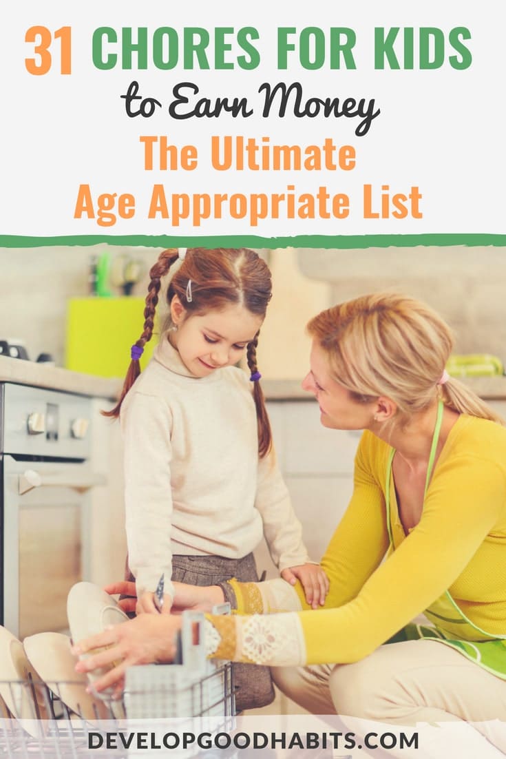 Check out this ultimate list of age appropriate chores for kids and jobs to do around the house for pocket money. #kids #kidsactivities #chorechart  #choresforkids #familygoals #organizationideas #children #childhood #discipline 