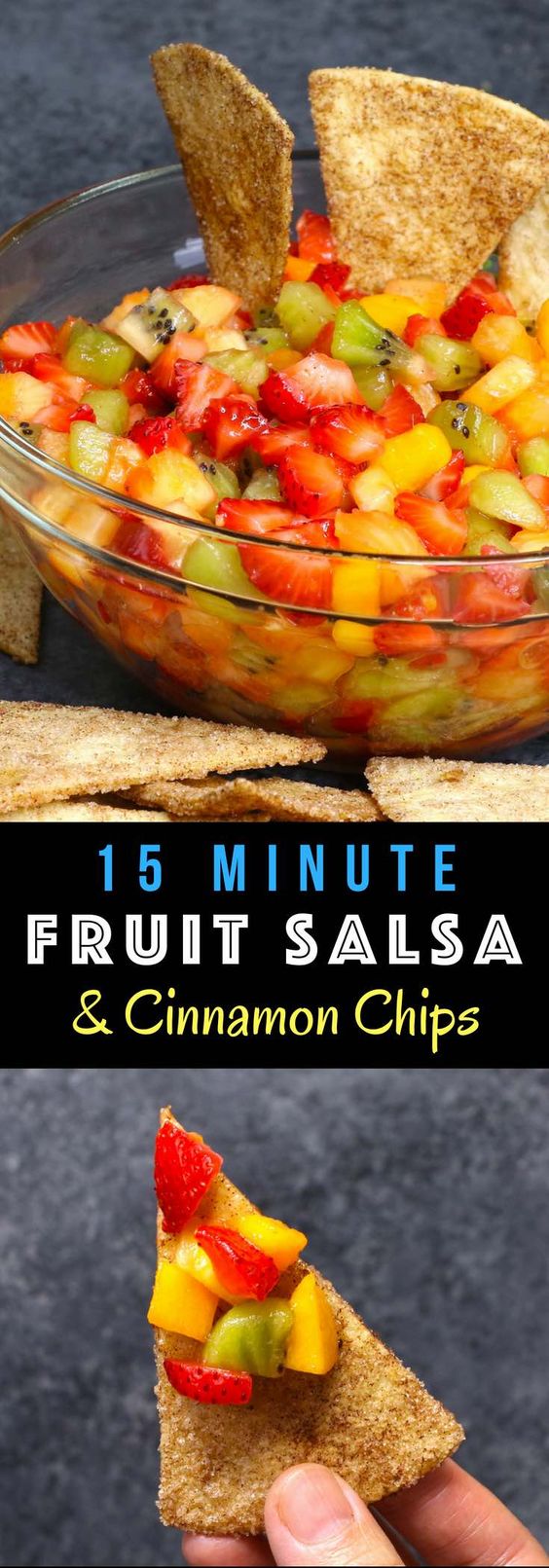 fruit_salsa_with_cinnamon_chips Find great ways to prepare a healthy snack list with helpful suggestions from this fantastic roundup post. Take inspiration from healthy snack ideas and recipes here. #healthyliving #healthyeating #healthy #mealprep #nobake #nutrition #keepingfit #wellness #weightloss