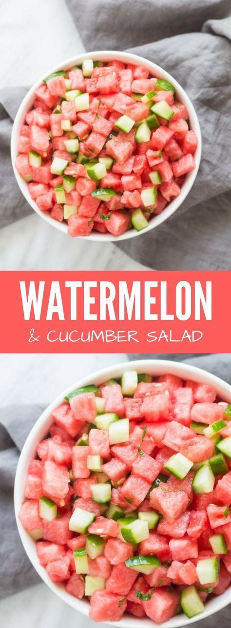 watermelon_and_cucumber_salad Find refreshing ideas for healthy snacks for kids with this kid-friendly health post. Find amazing ways to prepare healthy snacks for kids. #healthyliving #nutrition #wellness #healthylife #healthyrecipes #mealprep #nobake #healthyeating #healthy