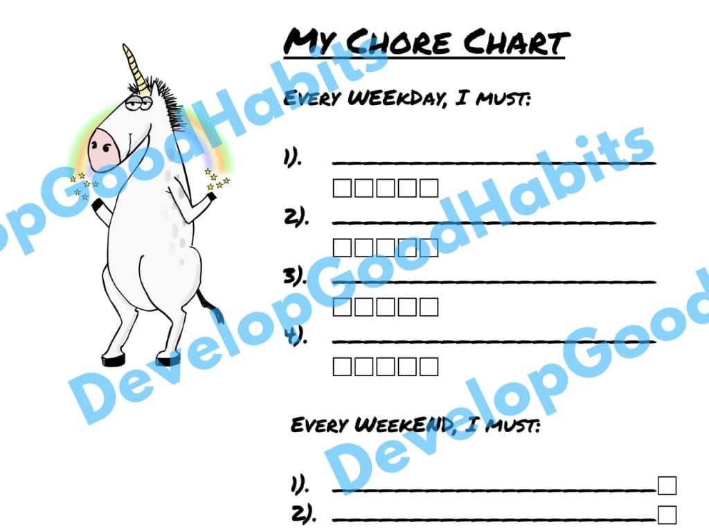 chore chart free printable blank