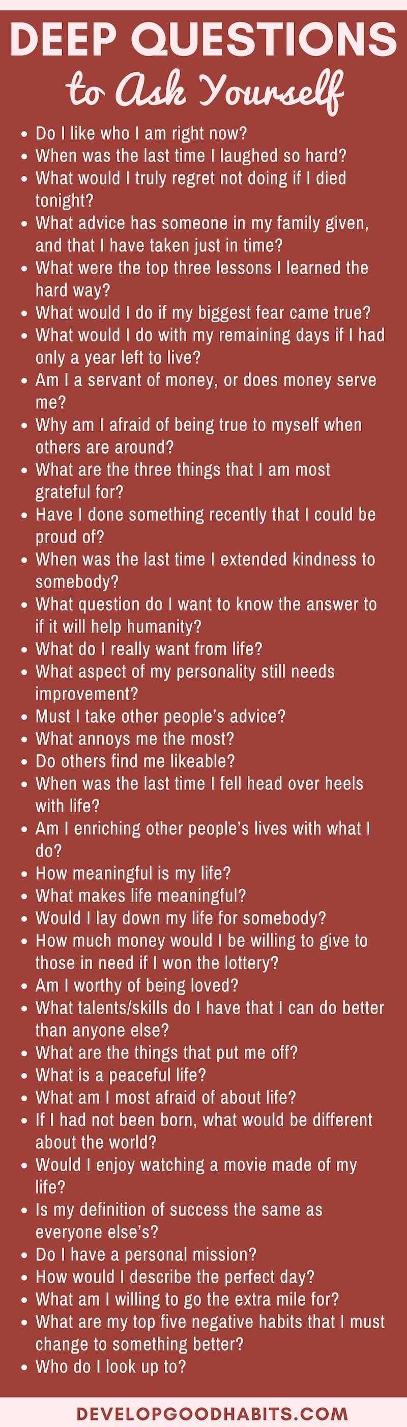 Check out these deep questions to ask yourself as journal prompts so you can understand yourself better. #journal #journaling #personaldevelopment #personalgrowth #mindset #selfimprovement #inspiration #motivation #success #learning