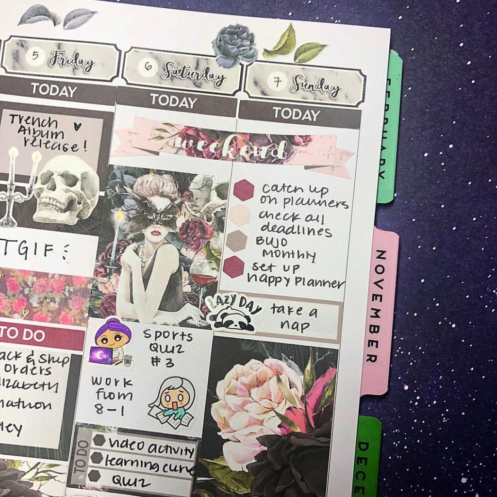 Discover ideas for bullet journal layouts with stickers courtesy of this post. | Learn how to create a cool bullet journal layout. #purpose #morningroutine #lifestyle #gtd #planning #productivitytips #planners