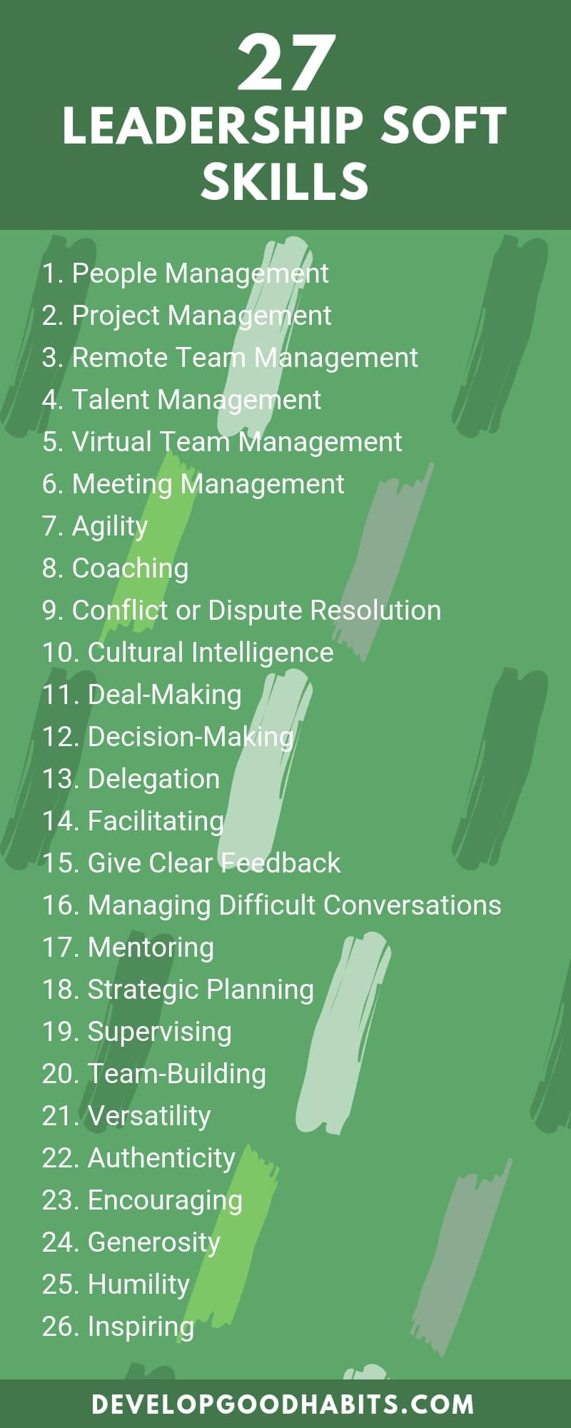 leadership-soft-skills Having these 27 Leadership Soft Skills and undergoing soft skills training can help you get that promotion. #infographic #leadership #resume #resumeexamples #resumetips #workplace #career #careeradvice #careertips #softskills #personaldevelopment #selfimprovement