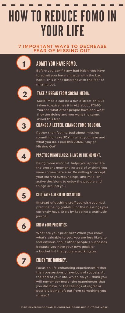How to reduce FOMO (Fear of Missing Out) Infographic