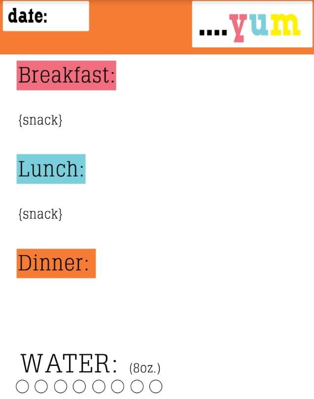 food and exercise journal template | food and activity journal template | food and mood journal template