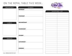 cute meal planner printable | week meal planner | week at a glance menu template