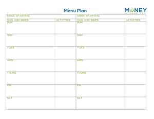 meal planning worksheet pdf | menu planners | editable weekly meal planner template word