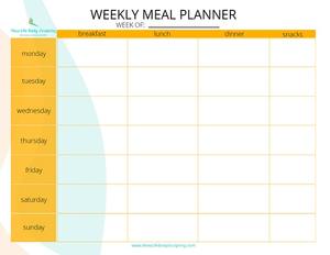 weekly meal planner template with snacks | meal planning template with grocery list | monthly meal planner template excel