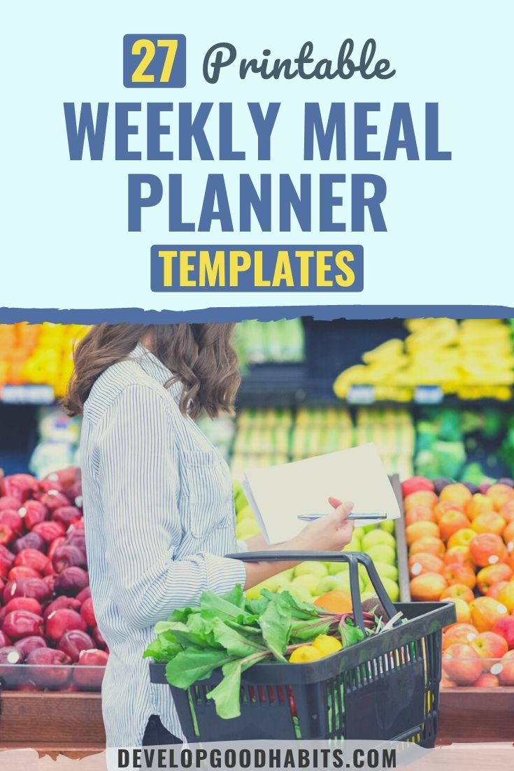 27 Printable Weekly Meal Planner Templates for 2022