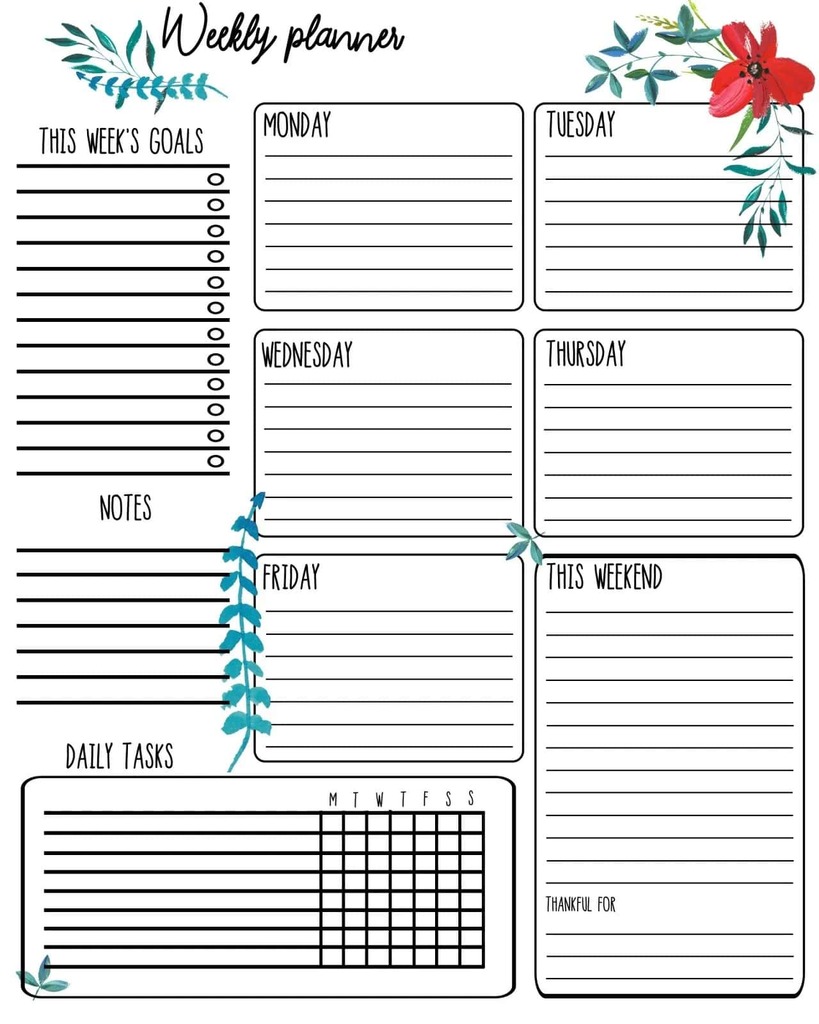 printable planner ideas | horizontal weekly planner printable | cute weekly planner printable