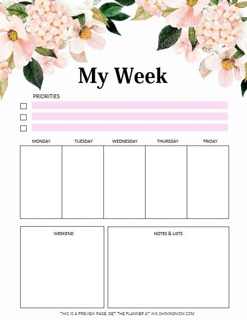 29 free weekly planner template printables for 2022