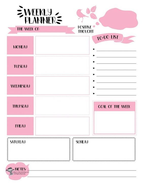 Personal sized planner page Weekly Planner Printable To Do List
