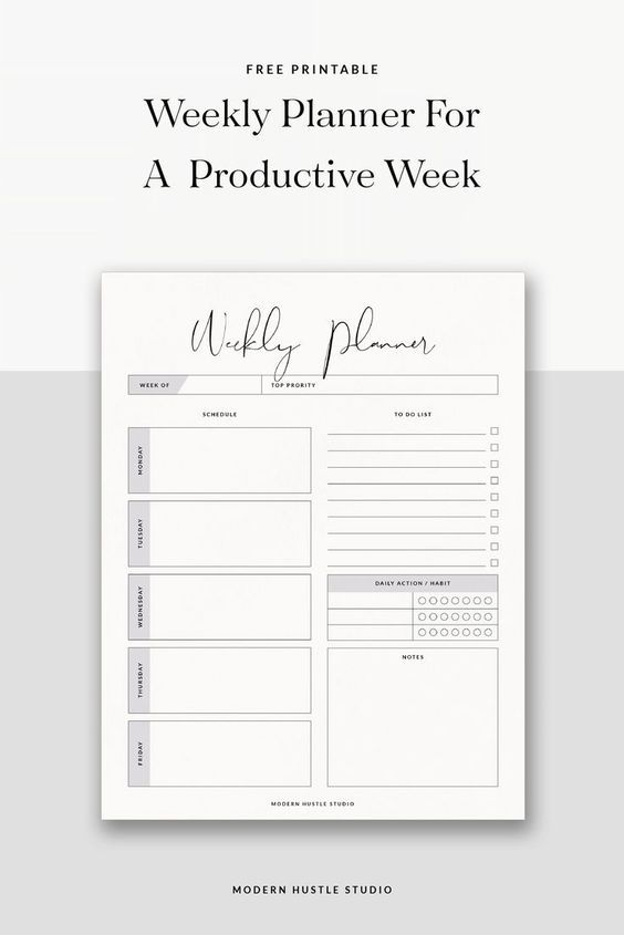 printable weekly planner with time slots | horizontal weekly planner printable | printable planner ideas