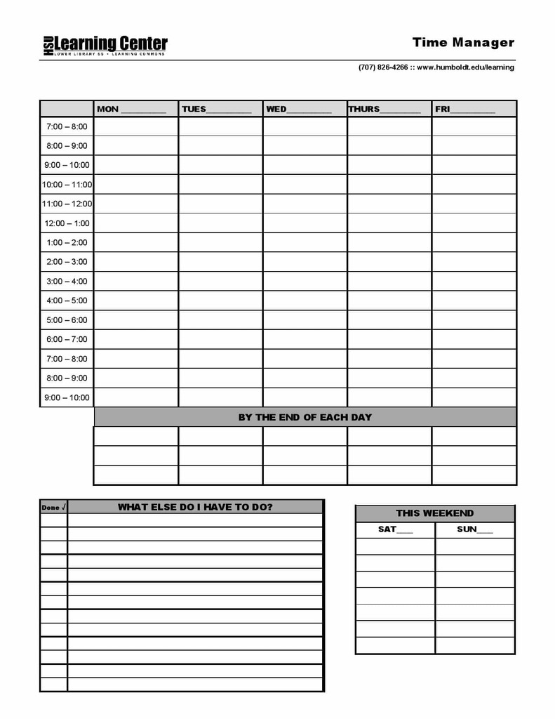 15 Free Time Management Worksheet For Students Adults