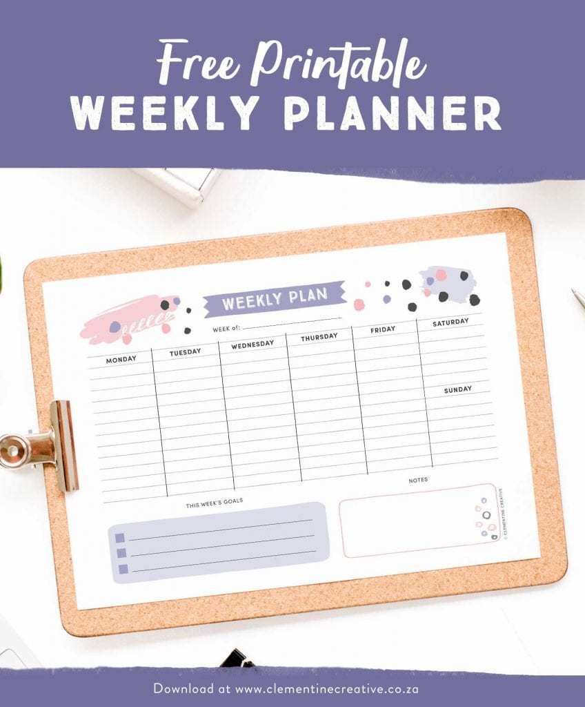 Five Day Weekly Planner Printable & Fillable PDF Week Days 