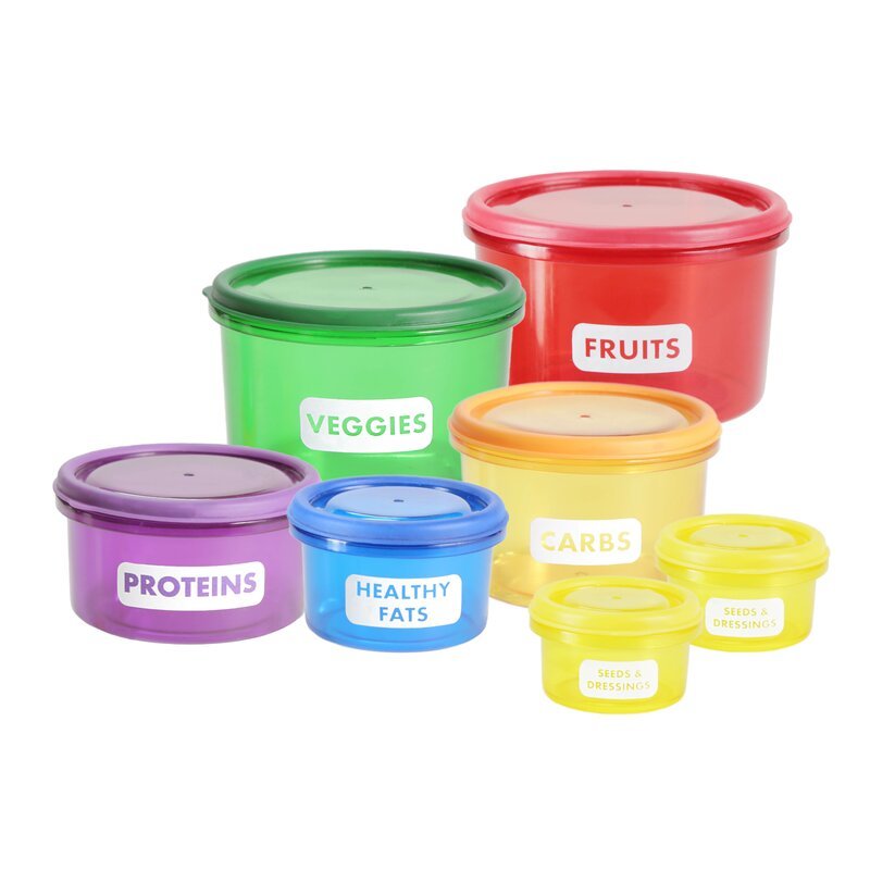 Portion Control Containers for Weight Loss | Best Containers for a Balanced Diet | Perfect Portions 7 Container Food Storage Set