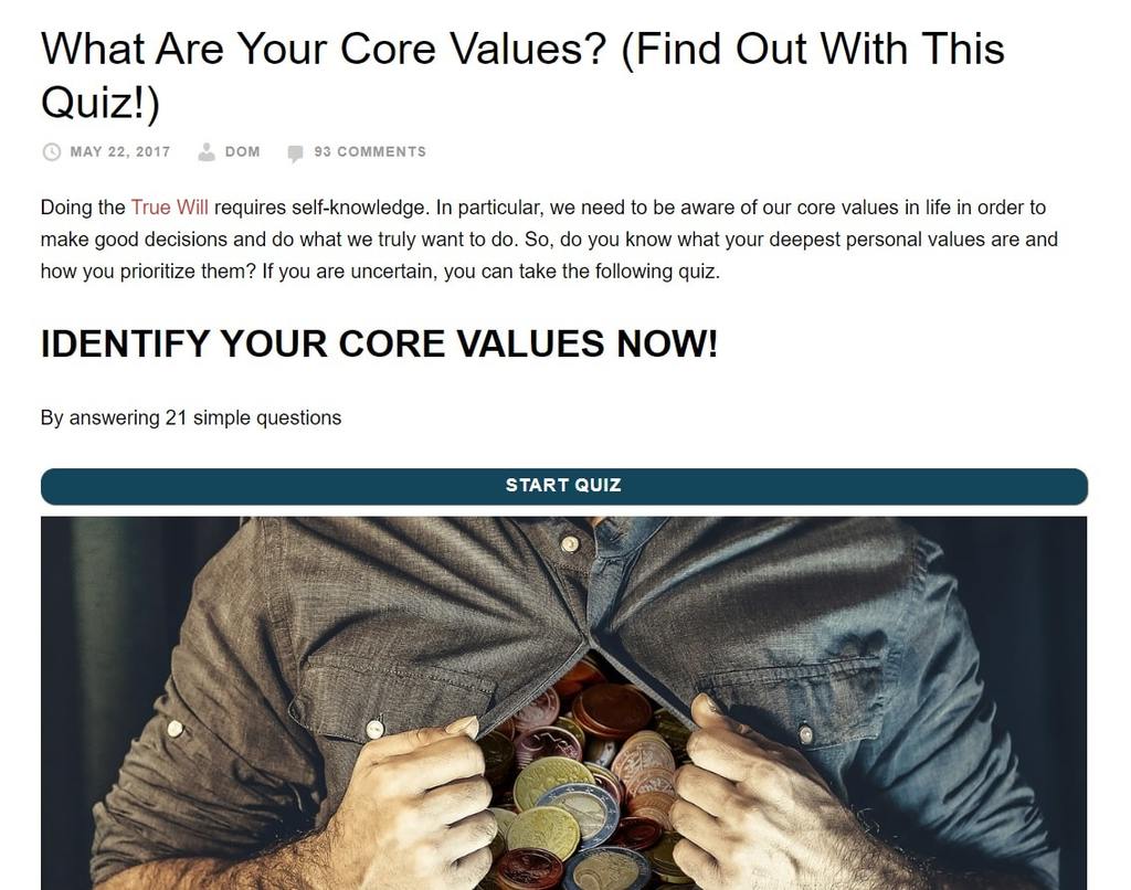 core values sample questions | core values test free | core values test online