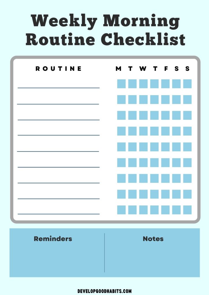 morning routine chart teenager | 7 am morning routine | editable morning routine chart for adults