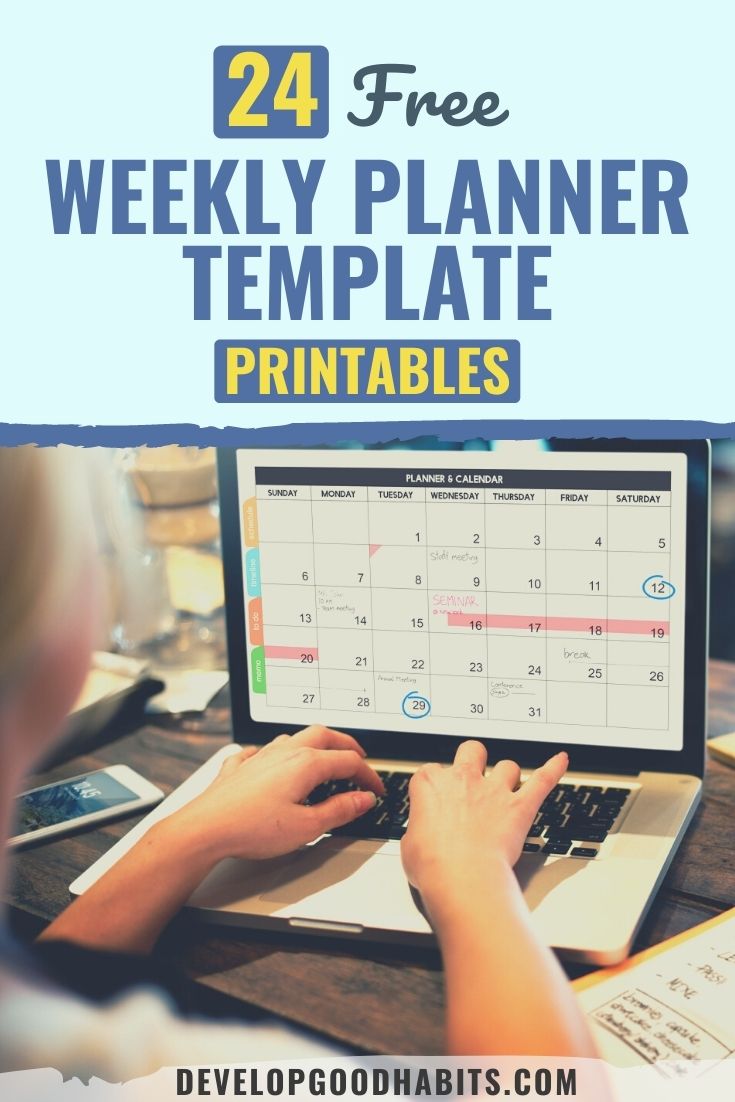 24 Free Weekly Planner Template Printables for 2022