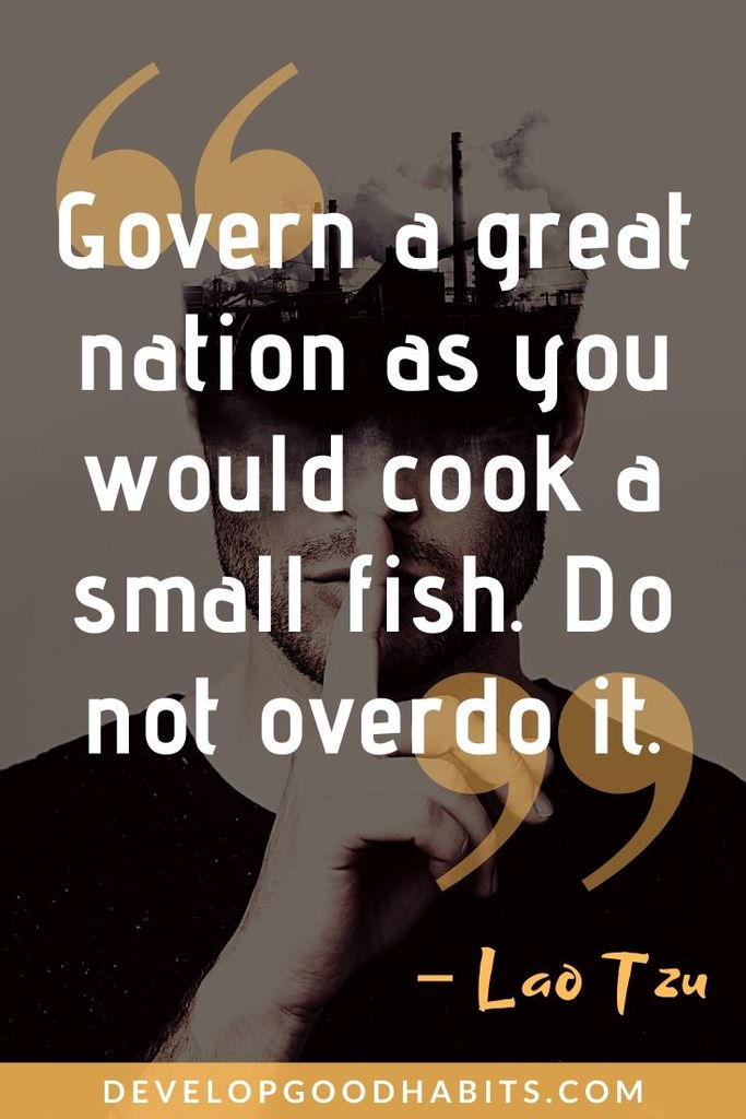 Lao Tzu Quotes on Leadership - “Govern a great nation as you would cook a small fish. Do not overdo it.” – Lao Tzu | lao tzu quotes | lao tzu quotes leadership | lao tzu quotes love #quotes #quote #quoteoftheday