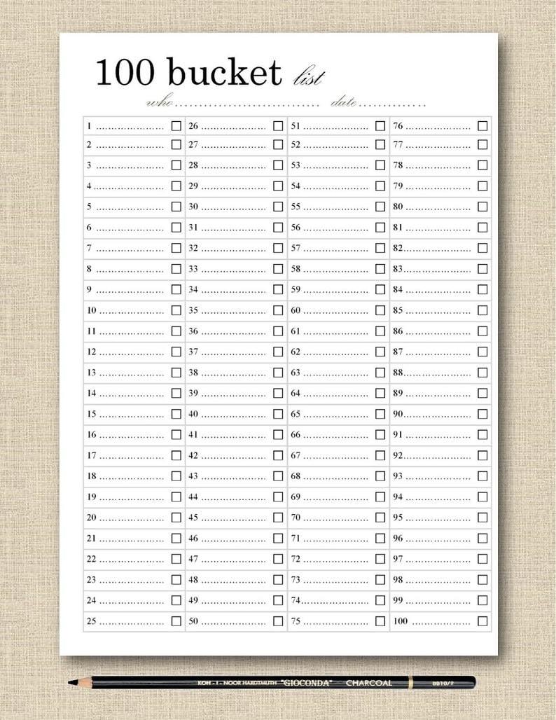 23 Printable Bucket Checklist Templates for Your Dream Objectives