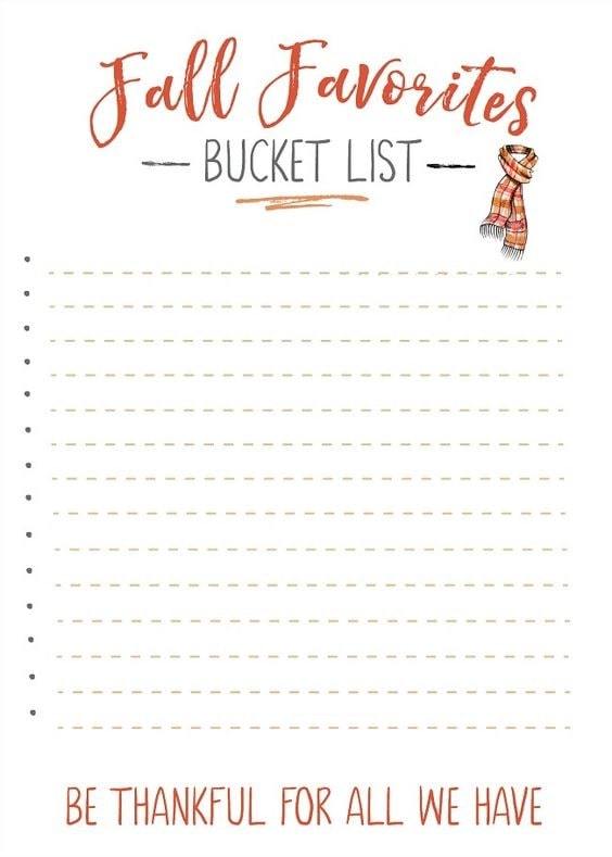 Fall Favorites Bucket List Clean & Scentsible | bucket list template canva | 2019 bucket list template pdf