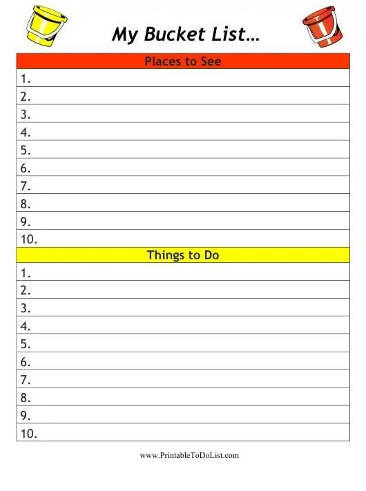 Places to See, Things to Do Printable To Do List | summer bucket list template | summer bucket template