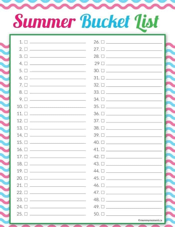 Summer Bucket List Mommy Moment | bucket list template pinterest | bucket list template maker