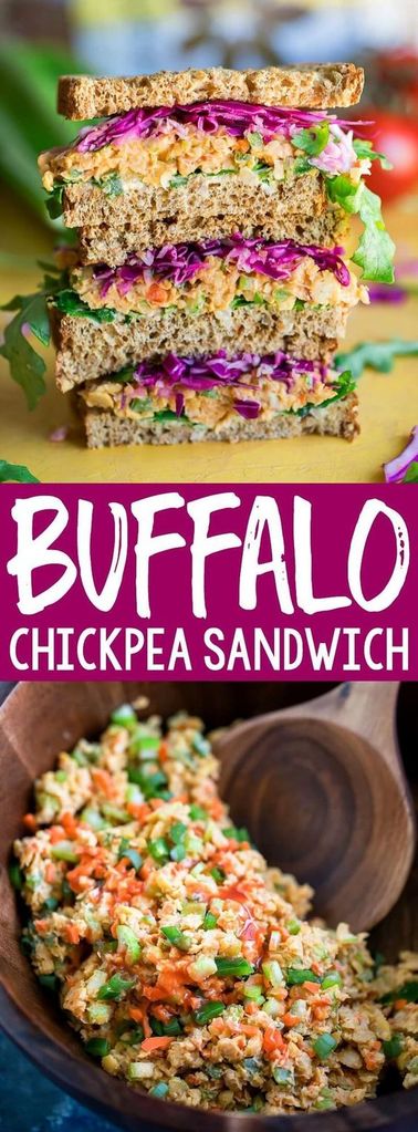 Buffalo Chickpea Sandwich | low calorie vegan sandwich recipes | vegan avocado sandwich recipes