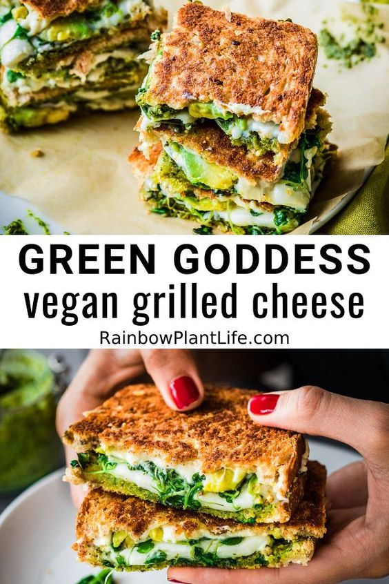 Green Goddess Vegan Grilled Cheese | raw vegan sandwich recipes | vegan sandwiches for school