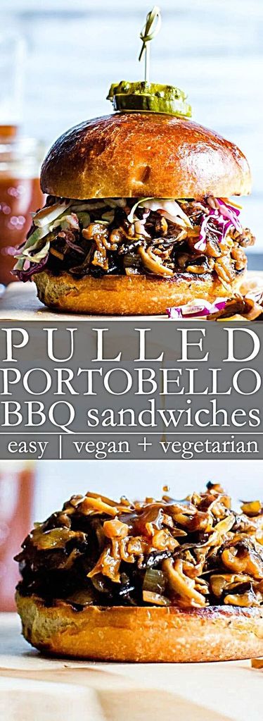 Pulled Portobello BBQ Sandwiches | raw vegan sandwich recipes | vegan sandwiches for school