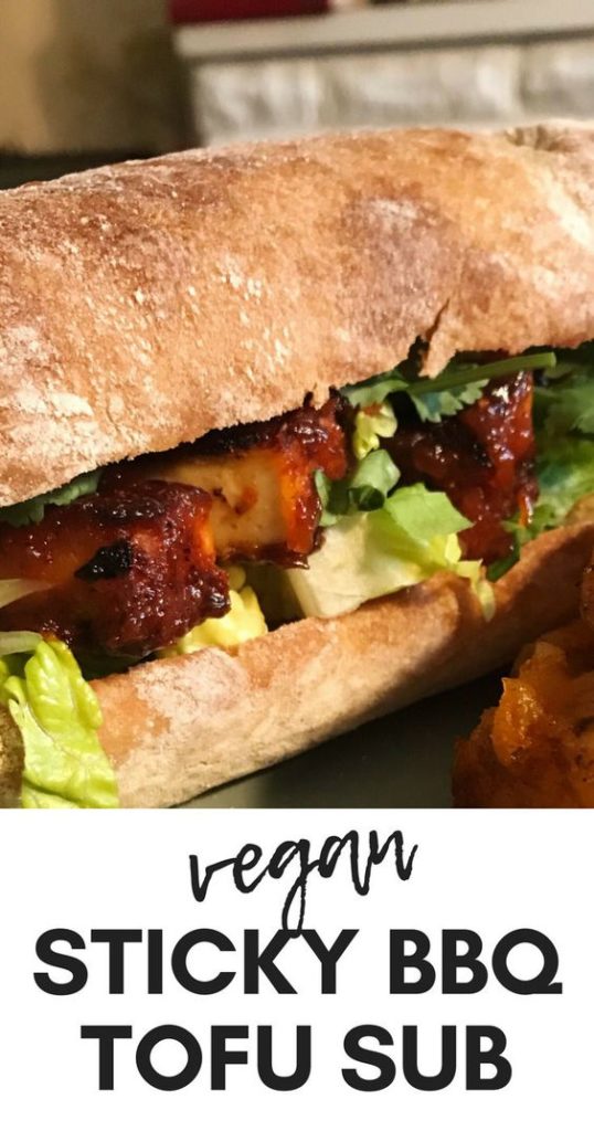 Sticky BBQ Tofu Sub | vegan avocado sandwich recipes | simple cold vegetarian sandwiches