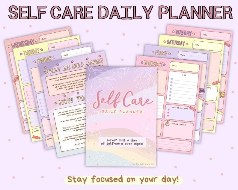 self care daily planner | self care journal template | digital self care journal
