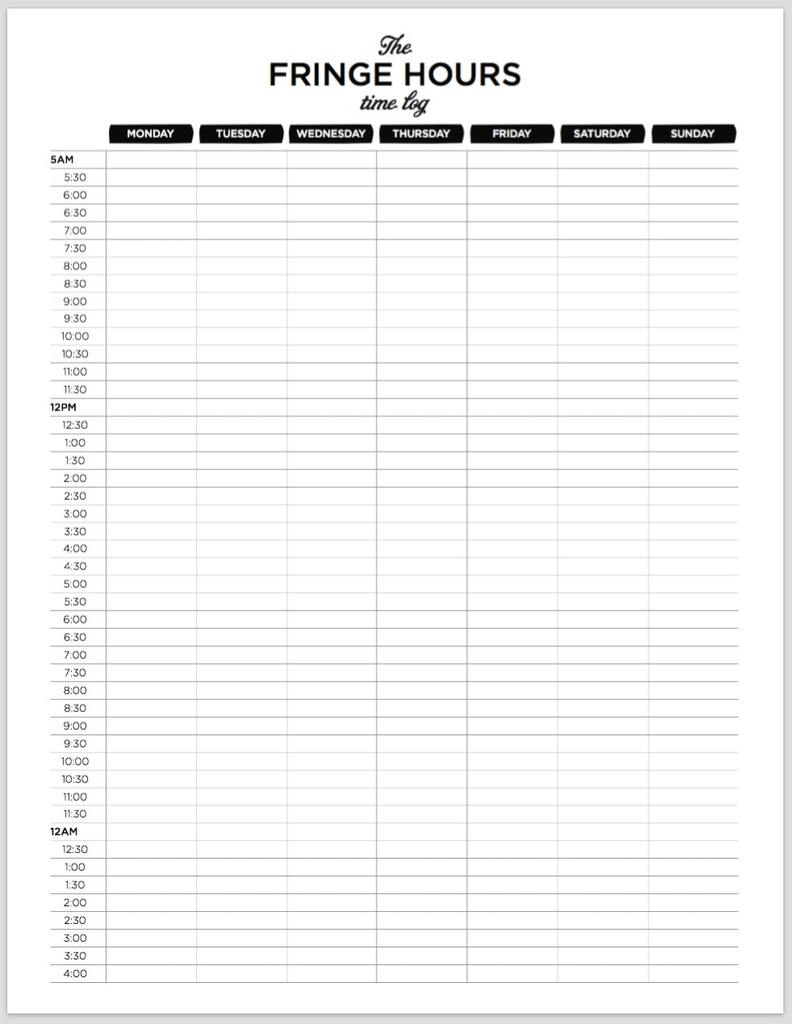 the fringe hours time log | time management workbook pdf | cbt time management worksheet