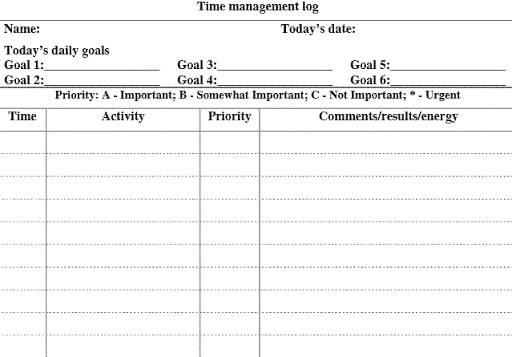 time management log | time management worksheet for high school students | time management worksheet example