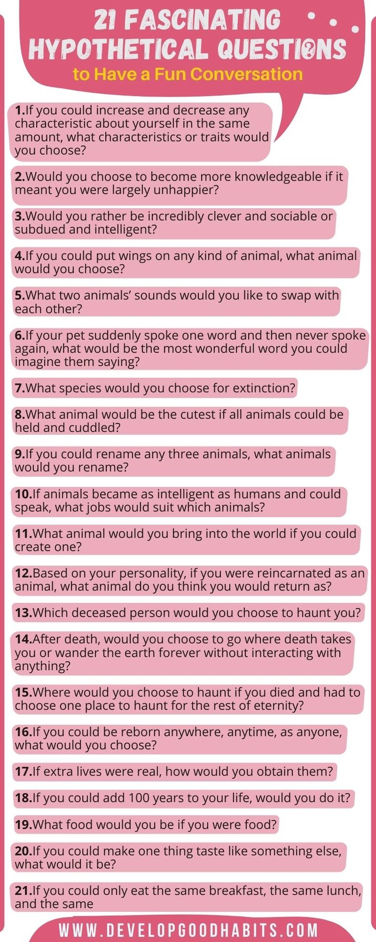 135 Hypothetical Questions to Have a Fun Conversation | Develop Good Habits