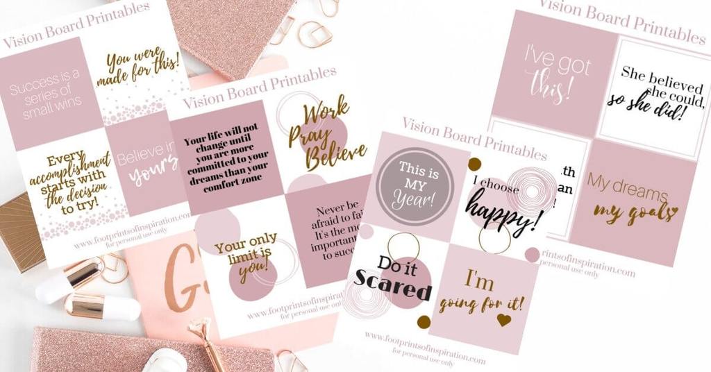 goal conquering printables | printable vision board cards | vision board template pdf