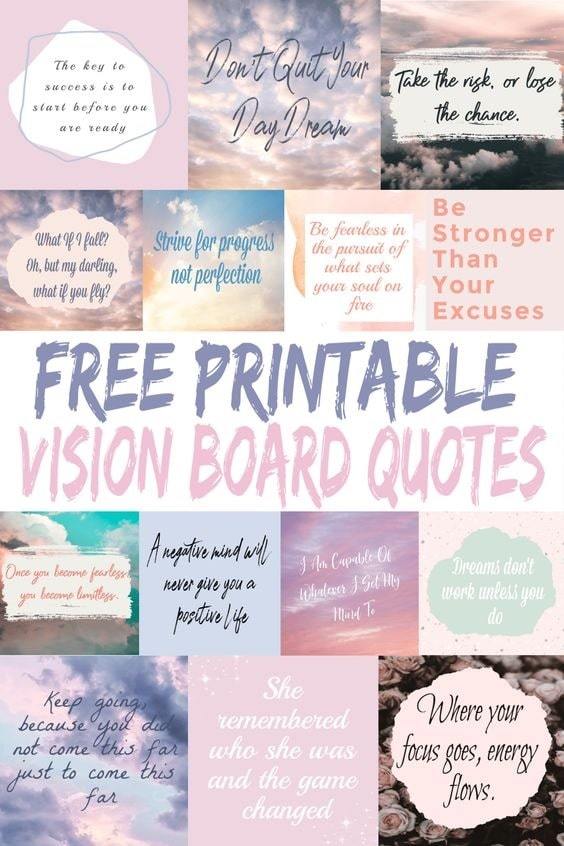 quotes and affirmations | vision board printables for students | printable vision board quotes