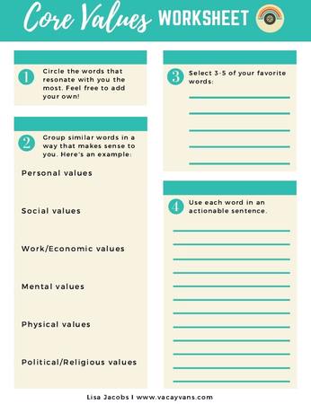 13 Worksheets for Identifying Your Core Values