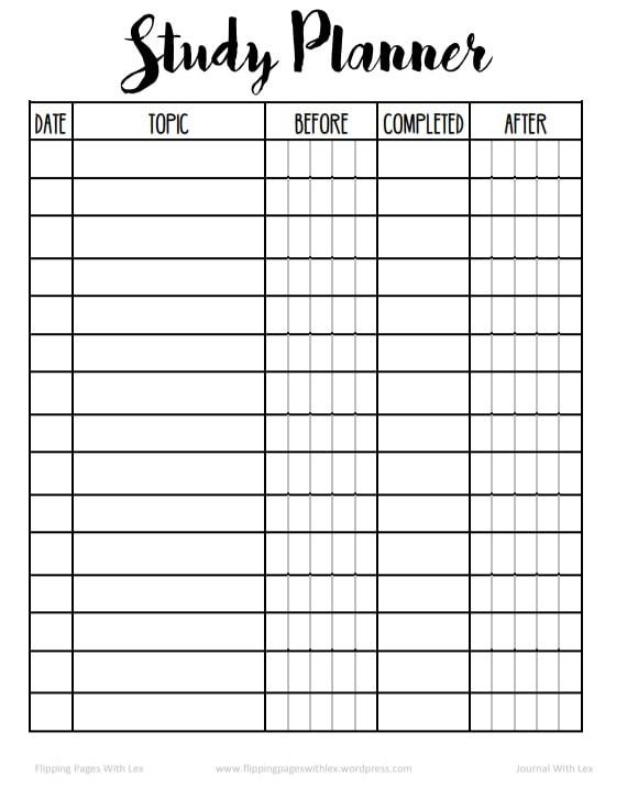 black and white study planner | monthly study schedule template | study template