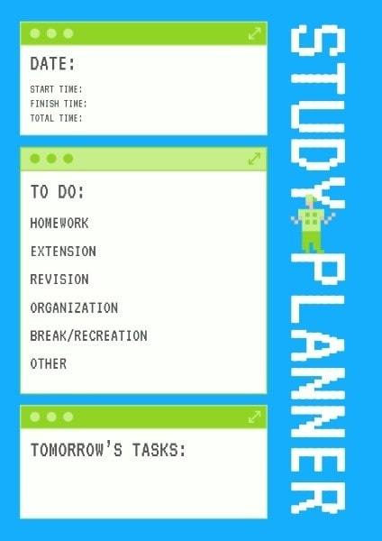 blue and green study planner | study template | korean study planner pdf
